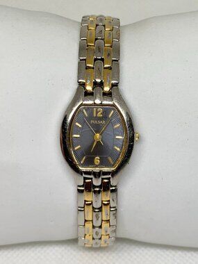 Vintage pulsar women’s watch two tone blue dial 20mm quartz links running